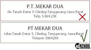 Ada contoh surat dinas penulisan alamat pada halaman surat sebaiknya lengkap seperti penulisan di sampul surat. Contoh Kesalahan Penulisan Surat Resmi Dan Perbaikannya Idschool