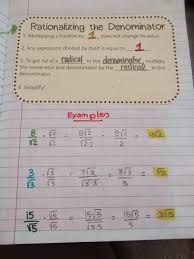 Rationalizing The Denominator Algebra Algebra 2 Math Methods