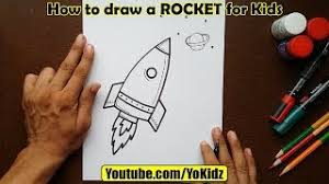 Make flame shapes out of the end. How To Draw Rocket For Kids Rocket Ship In Space Youtube