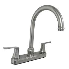 This goes for both kitchen and bathroom sinks. Brushed Nickel Rv Mobile Home Kitchen Faucet With 25mm Gooseneck Spout Solid Sabre Handles