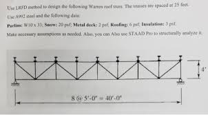 Top cord steel length calculator. Use Lrfd Method To Design The Following Warren Roof Chegg Com