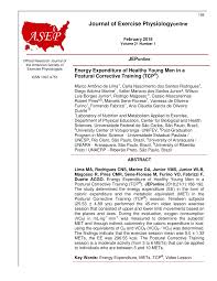 This issue of the journal is dedicated by the section's executive. Pdf Journal Of Exercise Physiologyonline Volume 21 Number 1 Editor In Chief Jeponline Energy Expenditure Of Healthy Young Men In A Postural Corrective Training Tcp