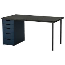 Linnmon Alex Black Brown Blue Table 150x75 Cm Height 73 Cm Ikea Ikea Drawer Unit Black Desk