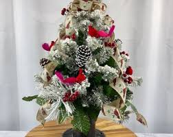 Red Birds and Flocked Cemetery Christmas Tree, Miniature Christmas Tree,  Christmas Tree for Cemetery, Christmas, Christmas Cemetery Vase
