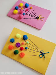Welcome to the make the cards challenge blog! Pom Pom Balloons Birthday Card Birthday Card Craft Homemade Birthday Cards Kids Birthday Cards