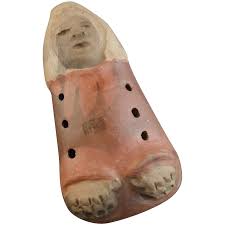 Vintage Fernando Alfaro Chile Folk Art Pottery Figural Ocarina Whistle For  Sale