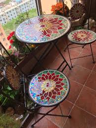 This small 3 piece kitchen bar table set spaces design creates casual seating for a bar area or a simple dining solution for two. Mosaic Table Outdoor Indoor Use Of Courtyard Cast Iron Bistro Table 1 Table 2 Chairs Gold Black Handicraft Mosaic Desktop Garden Furniture Sets Aliexpress