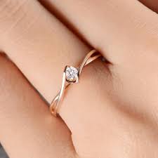 Rose Gold Diamond Engagement Ring Solitaire Infinity Curved Cross Band Anniversary Promise Ring Eternity Women Bridal Solid 14k Simple Gold Ring Designs Rose Gold Diamond Ring Engagement Rose Gold Engagement Ring