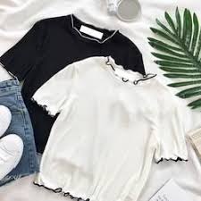 Wavy Edge Cute Knit Crop Tops Black White Ropa De Moda Ropa Tumblr Ropa Tmblr