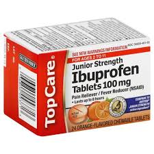 topcare junior strength ibuprofen 100mg tablets orange