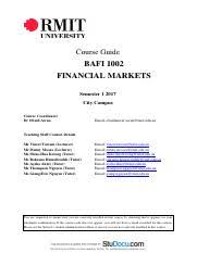 Financial Markets Rmit University Pdf Lomoarcpsd 2381323 Course Guide Bafi 1002 Financial Markets Semester 1 2017 City Campus Course Coordinator Dr Course Hero