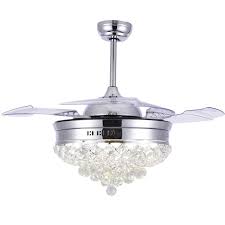 42 Inch 4 Retractable Blades Fancy Ceiling Fan With Light And Remote 42 Inches Chrome Grey Bella Depot In 2020 Fancy Ceiling Fan Ceiling Fan With Remote Ceiling Fan