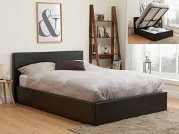 Leather platform bed frame with slats and legs only, queen size pu leather brown. Birlea Berlin 4ft6 Double Brown Upholstered Faux Leather Ottoman Bed Frame