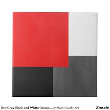 Aesthetic Black And White Color Palette Red Gray Black And White Geometric Block Ceramic Tile Zazzle Com In 2020 Black Color Palette Geometric Block Painting