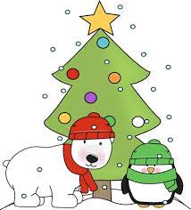 Christmas Clip Art Penguin Polar Bear And Christmas Tree In The Snow Clip Art Polar Cute Christmas Tree Christmas Tree Clipart Christmas Clipart