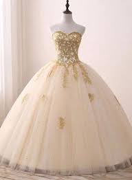Beautiful Light Champagne Ball Gown Party Dress Sweet 16 Dress With Gold Applique Quinceanera Dresses Gold Sweet 16 Dresses Ball Gowns Wedding