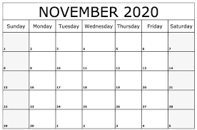 November Calendar 2020 In 2020 Editable Calendar Monthly Calendar Printable Free Printable Calendar Templates