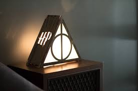 Harry Potter Handmade Wood Wooden Deathly Hallows Desk Lamp Bedroom Decoration Handmade Desk Lamps Bedroom Lamp Beautiful Lamp