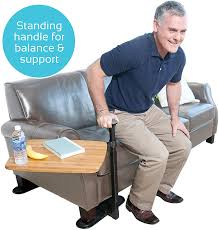 Amazon Com Stander Omni Tray Table Adjustable Bamboo Swivel Tv And Laptop Table With Ergonomic Stand Assist Mobility Handle Tv Tray Table Tv Trays Swivel Tv