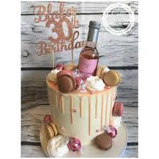 Rose Gold 30th Birthday Drip Cake Drip Cake 30th Birthday Pink Rose Wine Macarons And Lindt Chocolates 29th Birthday Cakes Wine Cake Drip Cakes