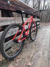 full view of a three speed mountain bike that was converted from a single speed using shimano nexus 3 speed hub on 29 inch wheels shimano ebike bike