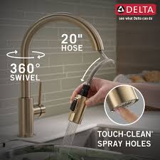 Get dishes clean with less of that messy splatter by opting for delta. Kitchen Faucets Delta Trinsic 9159 Cz Dst Pull Down Sprayer Kitchen Faucet In Champagne Bronze Home Garden