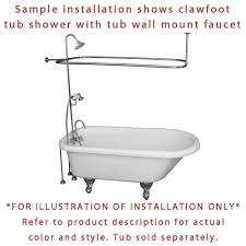 Each shower enclosure comes with the clawfoot tub faucet, enclosure ring and supports, riser pipe, handshower, riser mounted handshower. Chrome Clawfoot Tub Faucet Shower Kit With Enclosure Curtain Rod 1008t Faucetlist Com