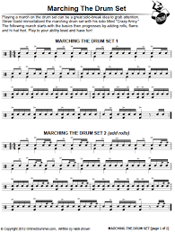 The staff is separated by bars. Marching The Drum Set Sheet Music Onlinedrummer Com