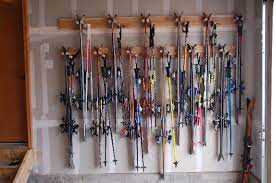 Double Ski Rack Space Saver Oppbevaring Ski Garderobe Hytte Oppbevaring Bod