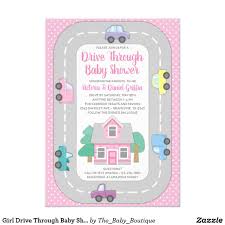 Girl Drive Through Baby Shower Invitation Zazzle Com In 2020 Baby Shower Invitations Baby Shower Baby Girl Shower Themes