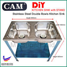 How to make outdoor portable kitchen diy camp sink the best build a camping handy with working ideas pin on guest house 11 creative and homemade. Diy Stainless Steel Double Bowls Kitchen Sink With Stand 800 X 460 X 820mm Shopee Malaysia