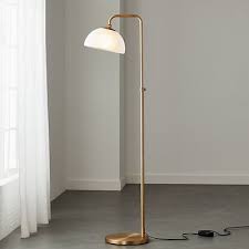 Modern Dome Stand Up Lighting White Glass 1 Bulb Drawing Room Floor Light In Brass Takeluckhome Com