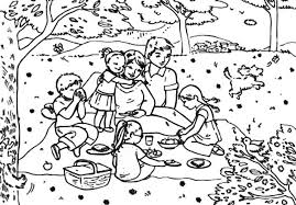 Coloring a picnic day coloring worksheet for kids 5 will enhance their creativity. Drawing Big Family Picnic Coloring Pages Netart