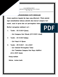 Hari raya idul fitri 1 syawal 1441. Pengumuman Cuti Docx