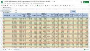 Tracking and analyzing your crypto portfolio (excel template) cryptocurrency investors usually have a portfolio of cryptos varying from 3 to 20 and more because managing the portfolio requires a lot of effort, time, and energy and is even complicated. Google Sheet Version Of Bitcoin Cryptocurrency Lifo Last In First Out Gain Calculator Eloquens