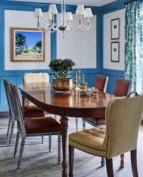 Michael Smith Inc Jasper Wallcoverings Sister Parish Design Wallpaper And Kathryn M Ireland Traditional Dining Rooms Dining Room Blue Dining