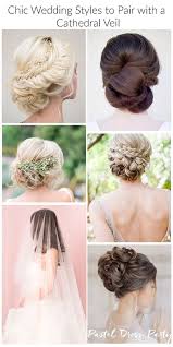 Five Chic Wedding Hairstyles To Pair With A Cathedral Veil These Would Be Great For Any Formal Occasion Veil Hairstyles Bridal Updo With Veil Bridal Hair Veil