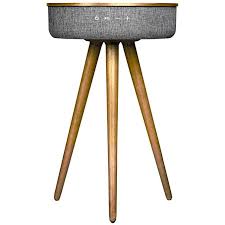 Sierra Modern Home Studio Smart Table With Built In 360 Bluetooth Speaker And Wireless Qi Charger Light As Smart Table Black Walnut Wood Modern Accent Tables