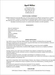 1 Medical Records Specialist Resume Templates Try Them Now