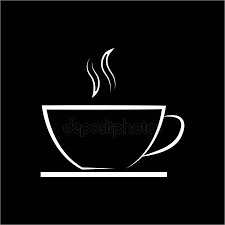 Black And White Cafe Logo White Coffee Tea Cup Icon Black Background Line Template Hot Stock Vect Affiliate Cup Icon Black White Ad Coffee Icon Tea Cups Coffee Tea Cups