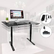 The engineering and fabrication work by making a desk that has only two positions: Electric Height Adjustable Standing Desk Frame Dual Motor W Memory Control For Diy Workstation Electric Desk Frame Eu Stock Laptop Desks Aliexpress