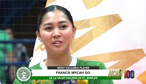 Mycah Go of De La Salle–College of St. Benilde has been named the #NCAA100  Most Valuable Player! Congratulations! 🎉🏐 #volleyball