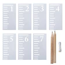 elcoho 7 feet growth chart stencil 7 pieces kids height growth chart reusable ruler template for painting on wood scale stencils with 2 pencil and 1