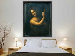 Mientras con la mano derecha apunta hacia el este. San Juan Bautista By Leonardo Da Vinci 1452 1519 Italy Reproductions Leonardo Da Vinci Wahooart Com