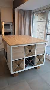 onze ikea hack een keukeneiland gemaakt van 2 keer 2x2 kallax kastjes en 1 2x4 kallax waarvan we ze ingekort hebben naar 2x3 met wohnung kuche wohnen wohnung