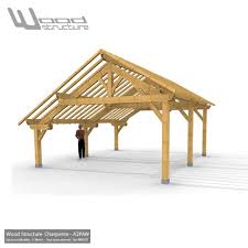 Abris 2 Pans Asymetrique Charpente Bois Wood Structure Charpente Bois Charpente Appenti Bois
