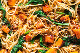 Add the garlic, stir, and cook for 1 minute. Pumpkin Spinach And Walnut Spaghetti Lazy Cat Kitchen