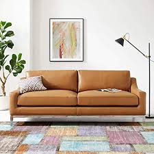 Lima premium leather left hand facing sectional. Amazon Com Modway Harness 83 5 Leather Sofa In Tan With Stainless Steel Base Furniture Decor