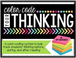 Color Code Your Thinking Reading Comprehension Lessons Higher Order Thinking Skills Reading Is Thinking