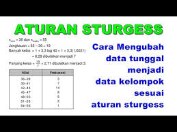 Cara Membuat Tabel Distribusi Kelompok Aturan Sturgess Statistika Youtube